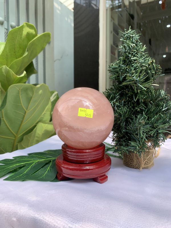 Bi cầu Thạch Anh Hồng – Rose Quartz Sphere (BH85), ĐK: 10,4CM, KL: 1,518KG