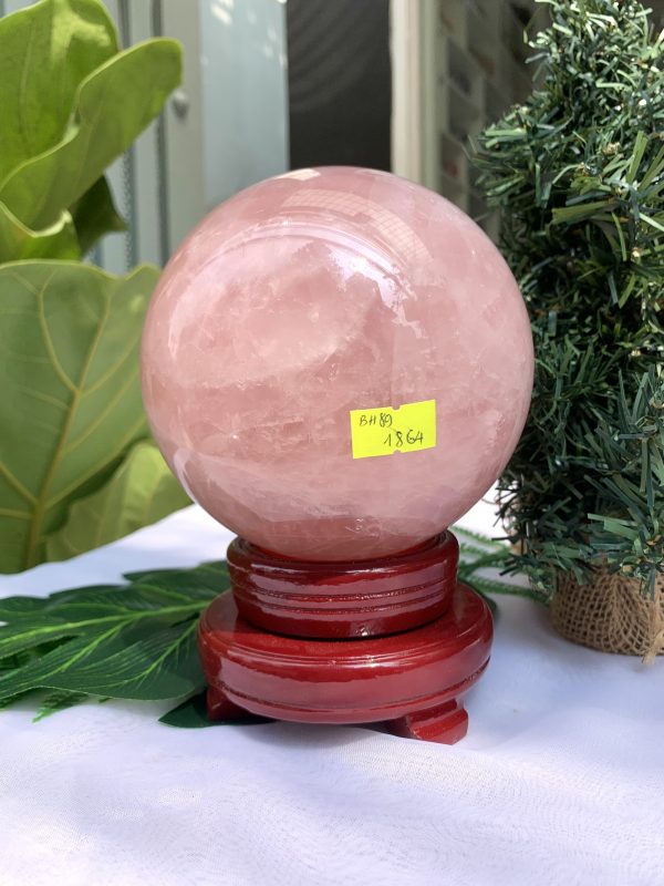 Bi cầu Thạch Anh Hồng – Rose Quartz Sphere (BH89), ĐK: 11,9CM, KL: 2,330KG