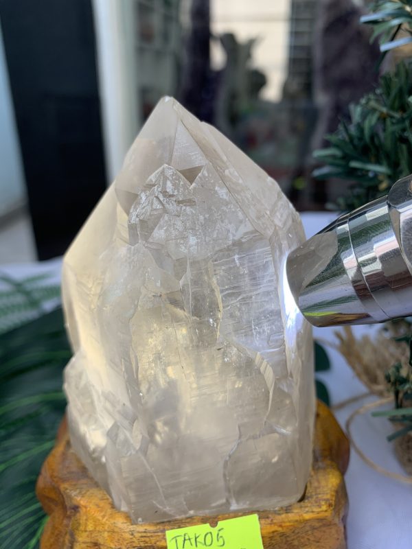 TRỤ THẠCH ANH KHÓI THÔ- RAW SMOKY QUARTZ POINT (TAK05), KL:0.526KG, KT: 15.4x8CM