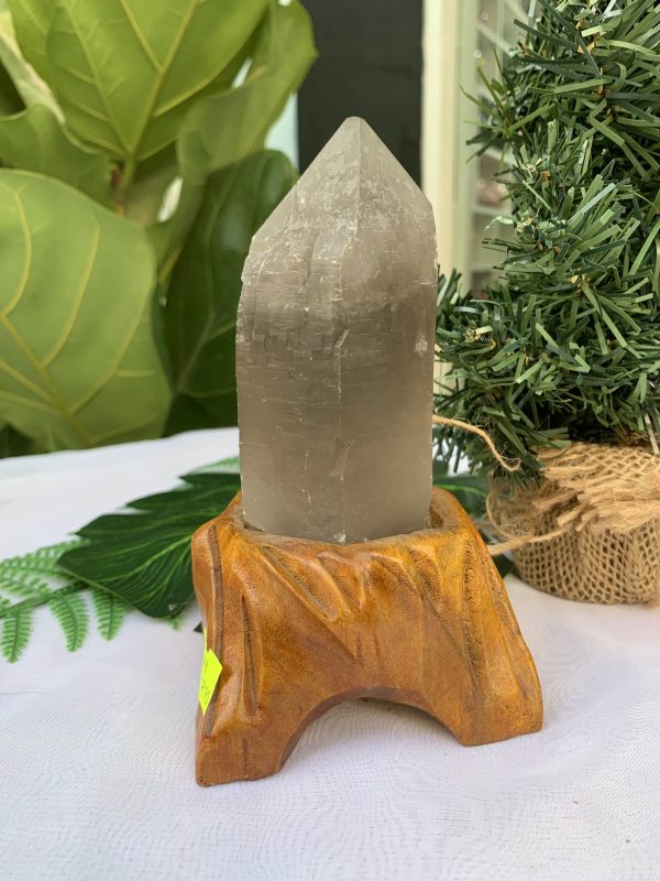 TRỤ THẠCH ANH KHÓI THÔ- RAW SMOKY QUARTZ POINT (TAK14), KL:0.480KG, KT: 15.5x7CM