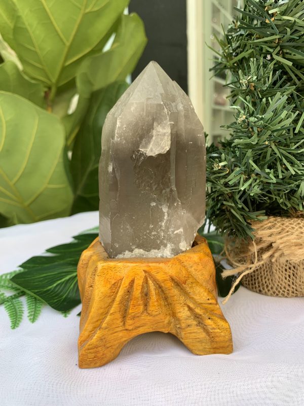 TRỤ THẠCH ANH KHÓI THÔ- RAW SMOKY QUARTZ POINT (TAK14), KL:0.480KG, KT: 15.5x7CM