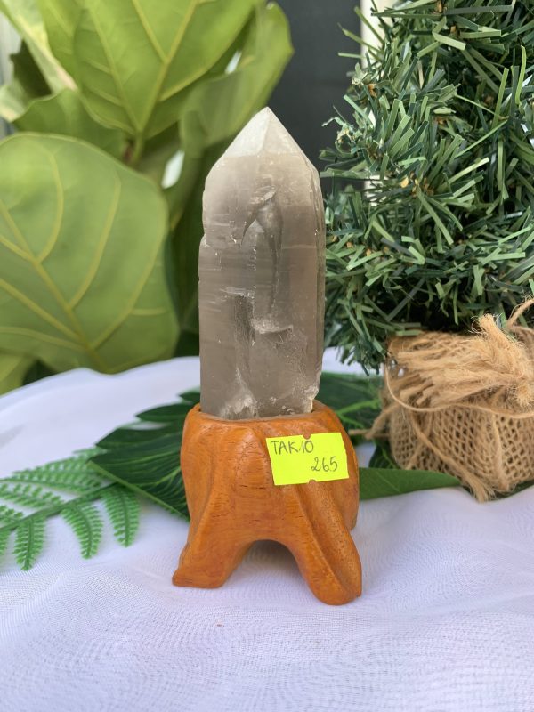 TRỤ THẠCH ANH KHÓI THÔ- RAW SMOKY QUARTZ POINT (TAK10), KL:0.142KG, KT: 13x4CM