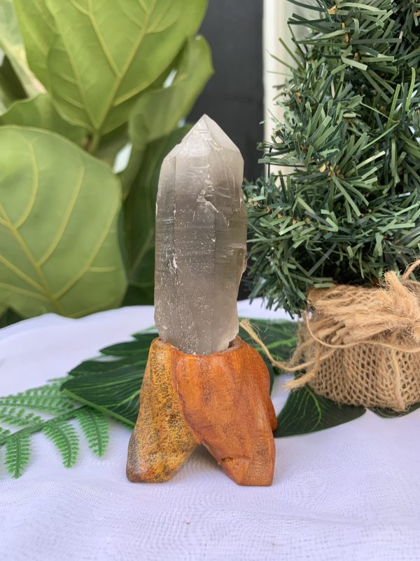 TRỤ THẠCH ANH KHÓI THÔ- RAW SMOKY QUARTZ POINT (TAK10), KL:0.142KG, KT: 13x4CM