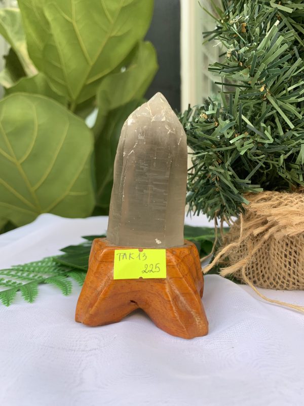 TRỤ THẠCH ANH KHÓI THÔ- RAW SMOKY QUARTZ POINT (TAK13), KL:0.116KG, KT: 10.5x4.2CM