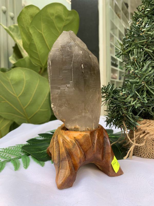 TRỤ THẠCH ANH KHÓI THÔ- RAW SMOKY QUARTZ POINT (TAK20), KL:0.748KG, KT: 18x8CM