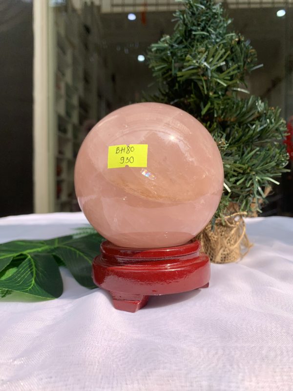 Bi cầu Thạch Anh Hồng – Rose Quartz Sphere (BH80), ĐK: 9,8CM, KL: 1,160KG