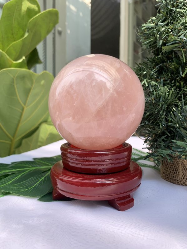 Bi cầu Thạch Anh Hồng – Rose Quartz Sphere (BH81), ĐK: 9,4CM, KL: 1,244KG