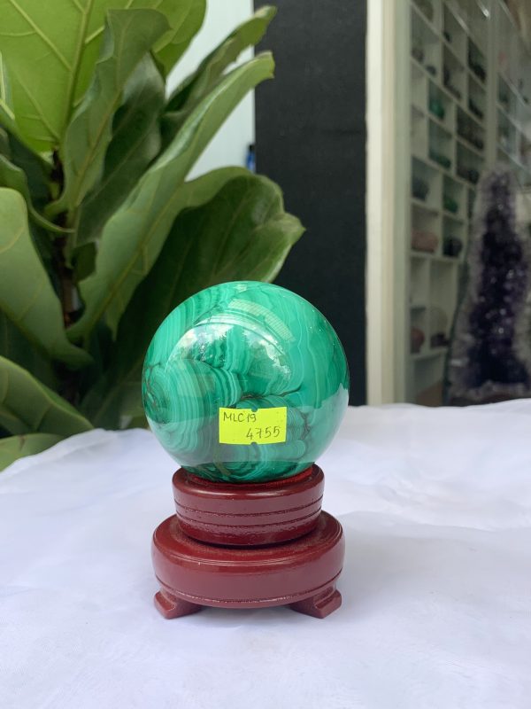 Bi cầu đá Lông Công – Đá Khổng Tước – Malachite Sphere, ĐK: 7.4 CM, KL: 0.792 KG (MLC19)