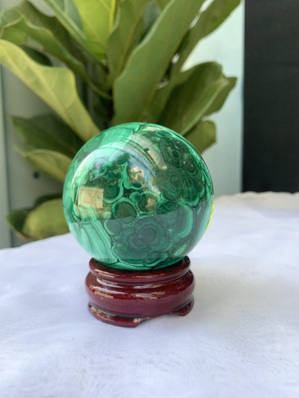 Bi cầu đá Lông Công – Đá Khổng Tước – Malachite Sphere, ĐK: 7.1 CM, KL: 0.688 KG (MLC26)