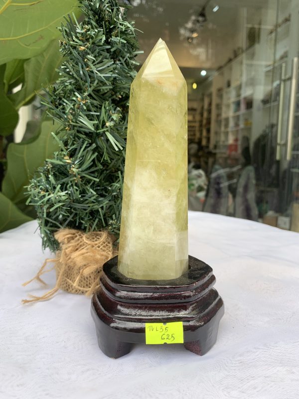 TRỤ ĐÁ THẠCH ANH VÀNG , KL: 0,518 KG, KT: 19,3x5,2 CM (TVL35)