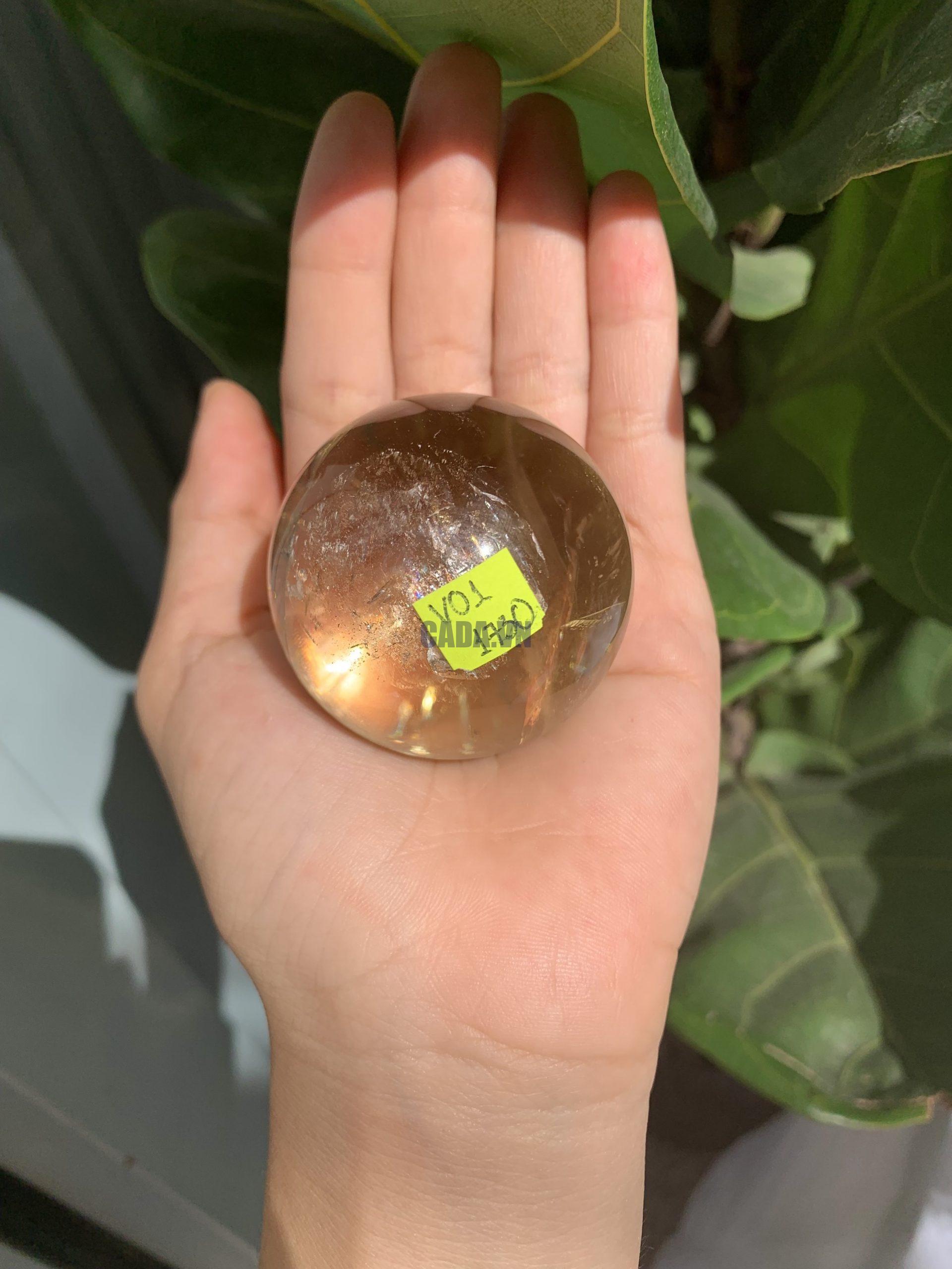 BI CẦU THẠCH ANH VÀNG – Citrine Sphere KL: 0.144 KG; ĐK: 5.2cm (V01)