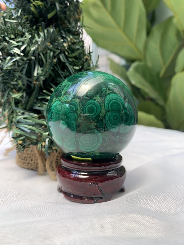 Bi cầu đá Lông Công – Đá Khổng Tước – Malachite Sphere, ĐK: 5.8 CM, KL: 0.4 KG (MLC56)