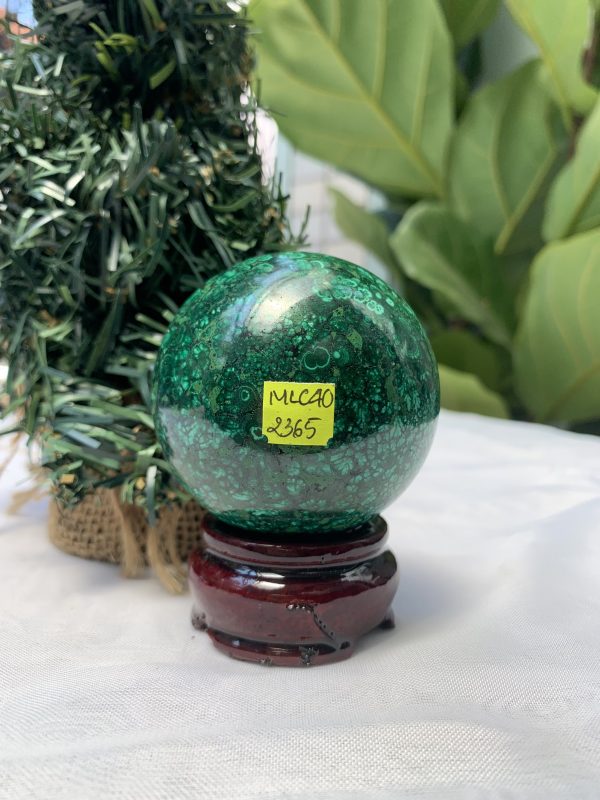 Bi cầu đá Lông Công – Đá Khổng Tước – Malachite Sphere, ĐK: 6 CM, KL: 0.394 KG (MLC40)