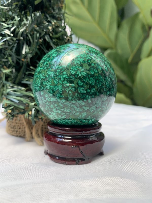 Bi cầu đá Lông Công – Đá Khổng Tước – Malachite Sphere, ĐK: 6 CM, KL: 0.394 KG (MLC40)