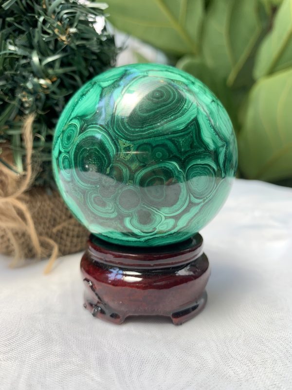 Bi cầu đá Lông Công – Đá Khổng Tước – Malachite Sphere, ĐK: 6 CM, KL: 0.42 KG (MLC41)