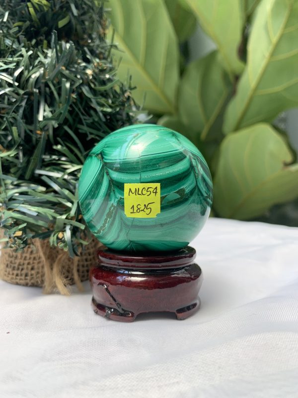 Bi cầu đá Lông Công – Đá Khổng Tước – Malachite Sphere, ĐK: 5.4 CM, KL: 0.304 KG (MLC54)