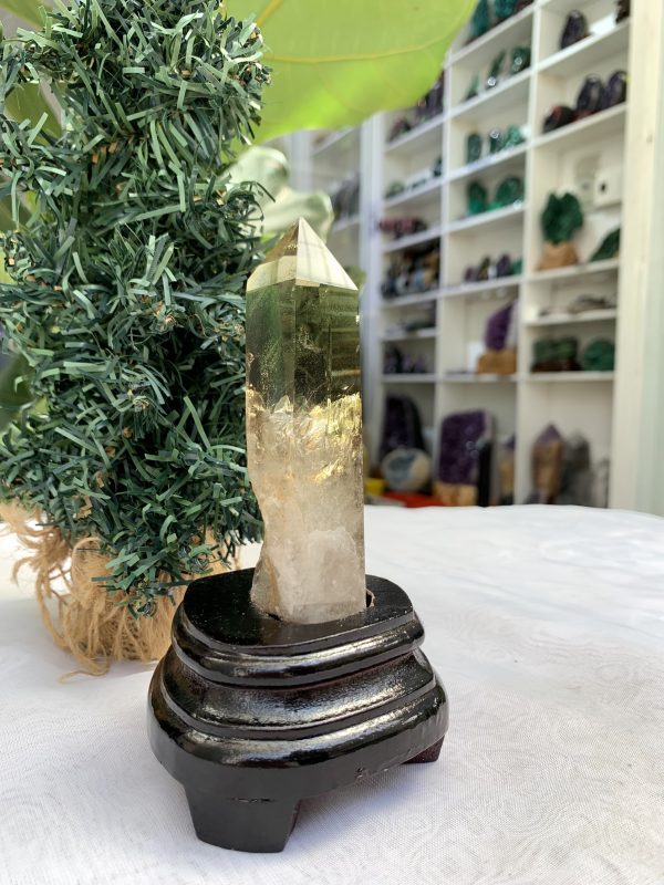 TRỤ THẠCH ANH VÀNG ÁM KHÓI -CITRINE SMOKY QUARTZ POINT- KT: 13,2 x 3,5 CM KL: 0.235 KG (TK26)