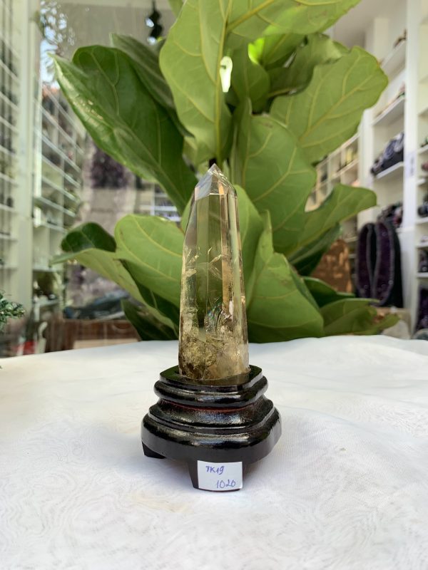 TRỤ THẠCH ANH VÀNG ÁM KHÓI -CITRINE SMOKY QUARTZ POINT- KT: 15,3 x 4 CM KL: 0.255 KG (TK19)