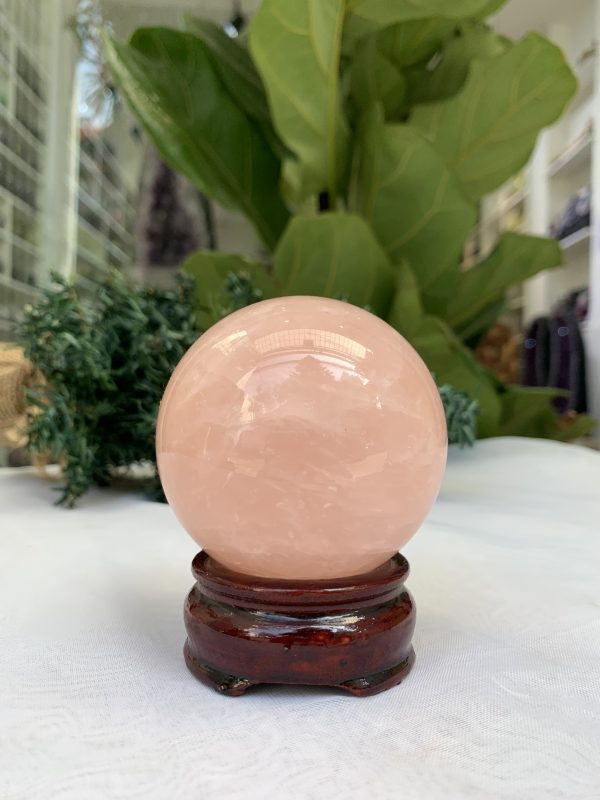 Bi cầu Thạch Anh Hồng – Rose Quartz Sphere (BH101), ĐK: 7,2 CM, KL: 0,530 KG