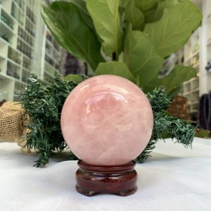 Bi cầu Thạch Anh Hồng – Rose Quartz Sphere (BH98), ĐK: 7,9 CM, KL: 0,700 KG