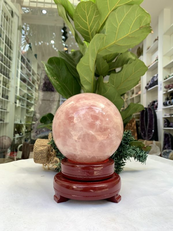 Bi cầu Thạch Anh Hồng – Rose Quartz Sphere (BH107), ĐK: 11,4 CM, KL: 2370 KG