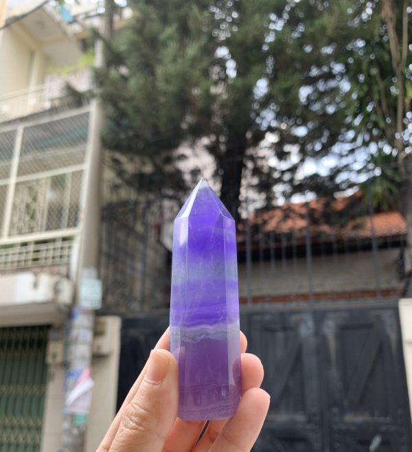 Trụ Indigo Fluorite |Indigo Fluorite Point | Đá sưu tầm, đá thiền định, tarot, thanh tẩy| CADA DECOR