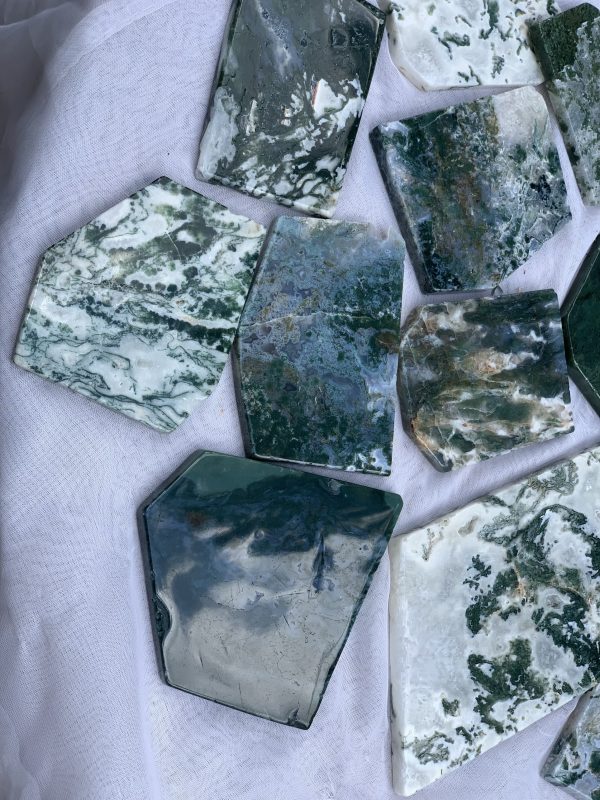 Moss Agate Slide -Băng ngọc thủy tảo / Mã não rêu dạng miếng, - Đá sưu tầm, thanh tẩy, tarot | CADA.VN