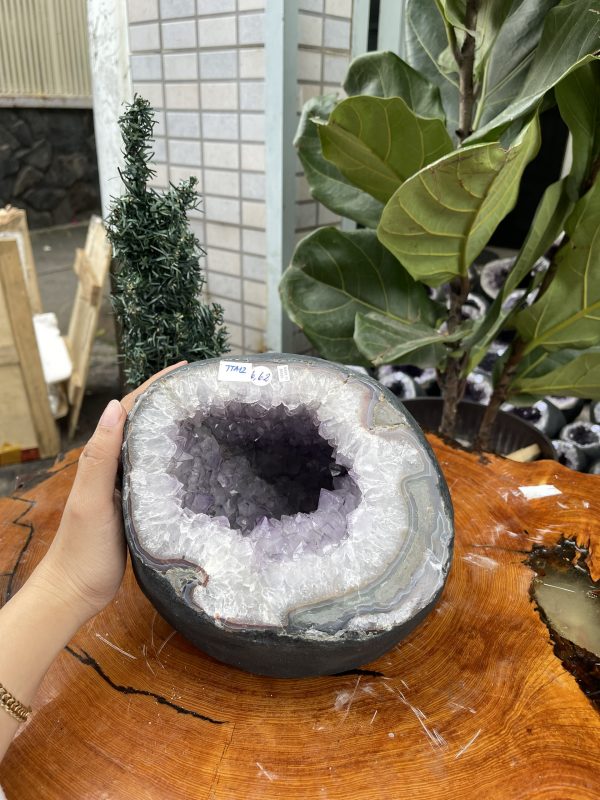 Túi Tiền - Ổ Tụ Tài Thạch Anh Tím - Amethyst (TTA12), KT: 16x16x21 CM, KL : 6,62kg