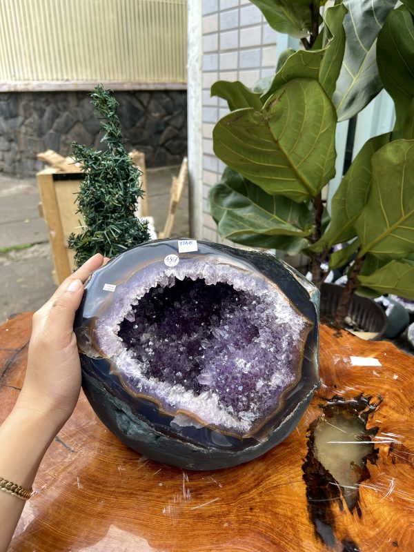 Túi Tiền - Ổ Tụ Tài Thạch Anh Tím - Amethyst (TTA15), KT: 17x21x21 CM, KL : 11.37kg