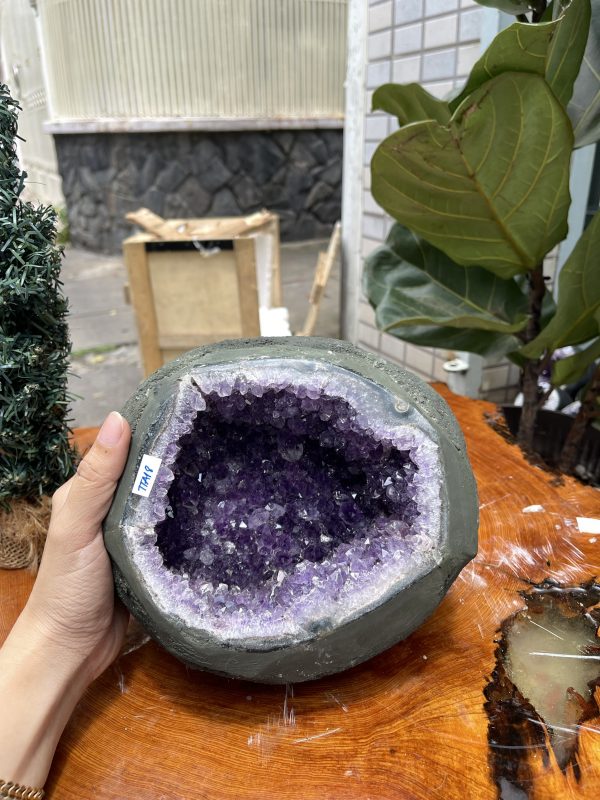 Túi Tiền - Ổ Tụ Tài Thạch Anh Tím - Amethyst (TTA18), KT: 16x14x14 CM, KL : 5.09kg