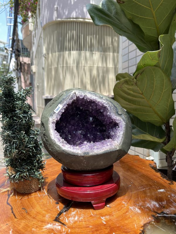 Túi Tiền - Ổ Tụ Tài Thạch Anh Tím - Amethyst (TTA18), KT: 16x14x14 CM, KL : 5.09kg