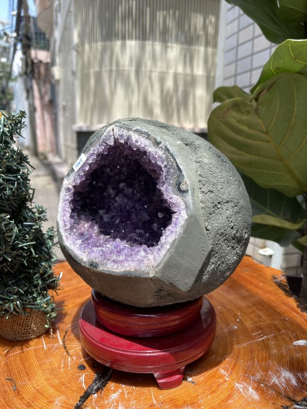 Túi Tiền - Ổ Tụ Tài Thạch Anh Tím - Amethyst (TTA18), KT: 16x14x14 CM, KL : 5.09kg