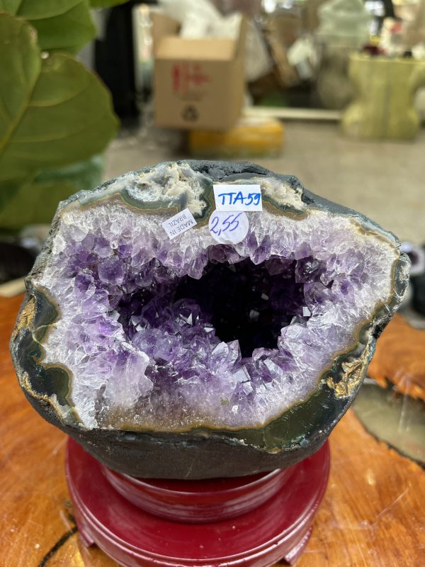 Túi Tiền - Ổ Tụ Tài Thạch Anh Tím - Amethyst (TTA59), KT: 14x10x15 CM, KL : 2.55kg