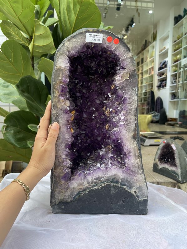 Hốc Thạch Anh Tím - Amethyst Geode (T146), KT: 39.5x 21.5 CM, KL : 21.1kg