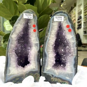 Hốc Thạch Anh Tím - Amethyst Geode (T153- T154), KT: 17.5 X 17 CM, KL :7.3kg & 7.1 kg