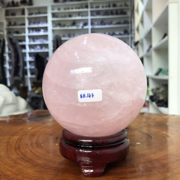 Bi cầu Thạch Anh Hồng – Rose Quartz Sphere (BH147), ĐK: 11,15 CM, KL: 1,815 KG