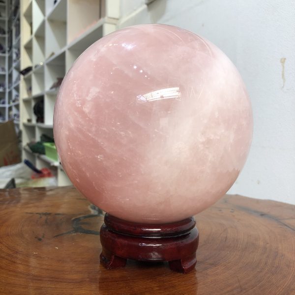 Bi cầu Thạch Anh Hồng – Rose Quartz Sphere (BH134), ĐK: 14,97 CM, KL: 4,37 KG