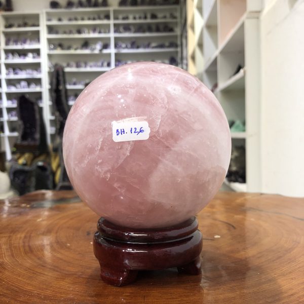 Bi cầu Thạch Anh Hồng – Rose Quartz Sphere (BH126), ĐK: 11,46 CM, KL: 2,06KG