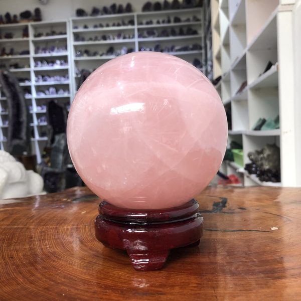 Bi cầu Thạch Anh Hồng – Rose Quartz Sphere (BH125), ĐK: 11,15CM, KL: 1,84 KG