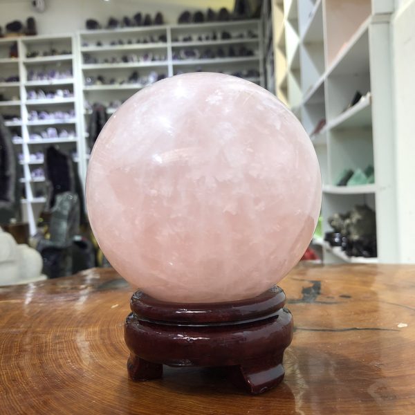 Bi cầu Thạch Anh Hồng – Rose Quartz Sphere (BH151), ĐK: 10,51 CM, KL: 1,62 KG