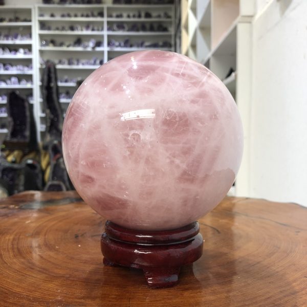 Bi cầu Thạch Anh Hồng – Rose Quartz Sphere (BH140), ĐK: 13,06 CM, KL: 3,06 KG