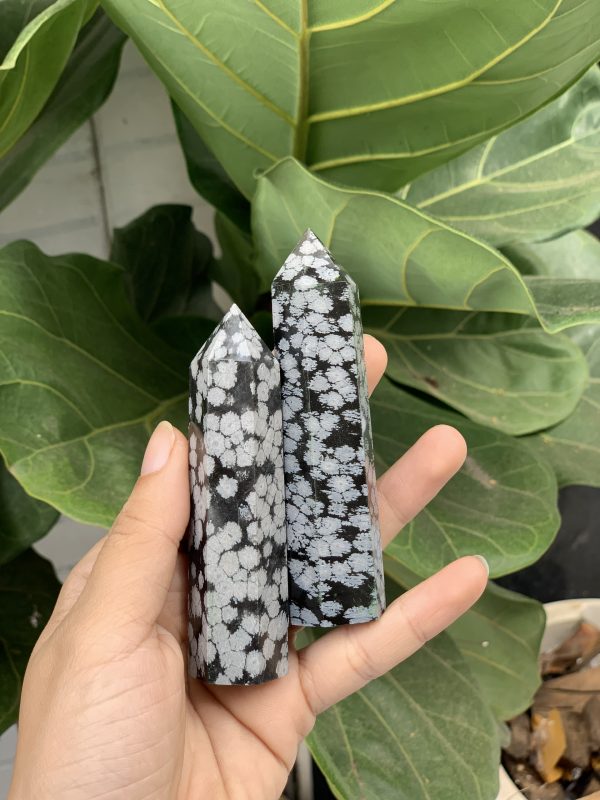 Trụ snowflake obsidian | Đá trang trí, sưu tầm, healing | CADA DECOR