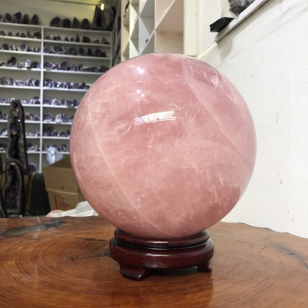 Bi cầu Thạch Anh Hồng – Rose Quartz Sphere (BH127), ĐK: 19,75 CM, KL: 9,8 KG