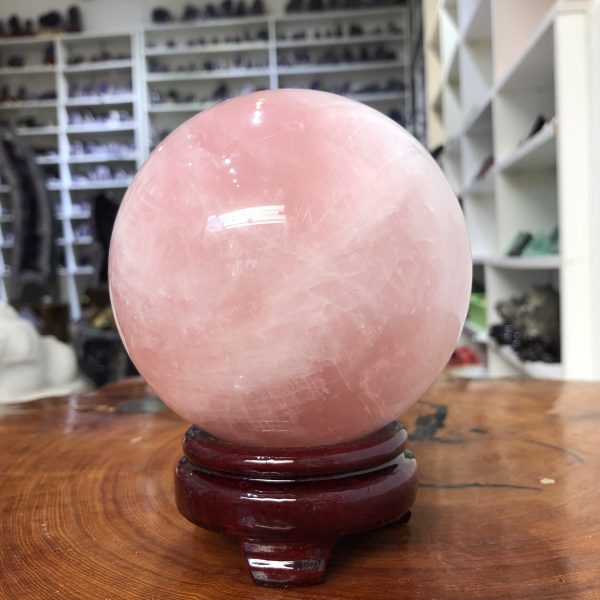 Bi cầu Thạch Anh Hồng – Rose Quartz Sphere (BH153), ĐK: 11,15 CM, KL: 1,865 KG