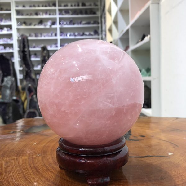 Bi cầu Thạch Anh Hồng – Rose Quartz Sphere (BH122), ĐK: 11,15 CM, KL: 1,795 KG