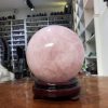 Bi cầu Thạch Anh Hồng – Rose Quartz Sphere (BH138), ĐK: 13,06 CM, KL: 3,155 KG