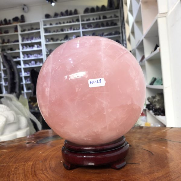 Bi cầu Thạch Anh Hồng – Rose Quartz Sphere (BH128), ĐK: 17,52 CM, KL: 7,23 KG