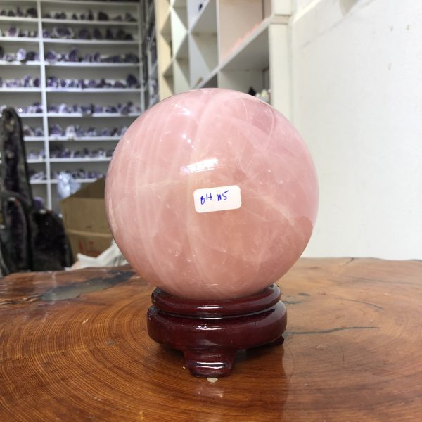 Bi cầu Thạch Anh Hồng – Rose Quartz Sphere (BH115), ĐK: 11,46 CM, KL: 2,03 KG