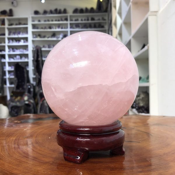 Bi cầu Thạch Anh Hồng – Rose Quartz Sphere (BH111), ĐK: 34 CM, KL: 1,72KG