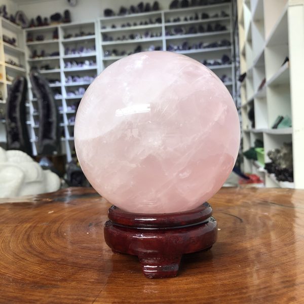 Bi cầu Thạch Anh Hồng – Rose Quartz Sphere (BH147), ĐK: 11,15 CM, KL: 1,815 KG